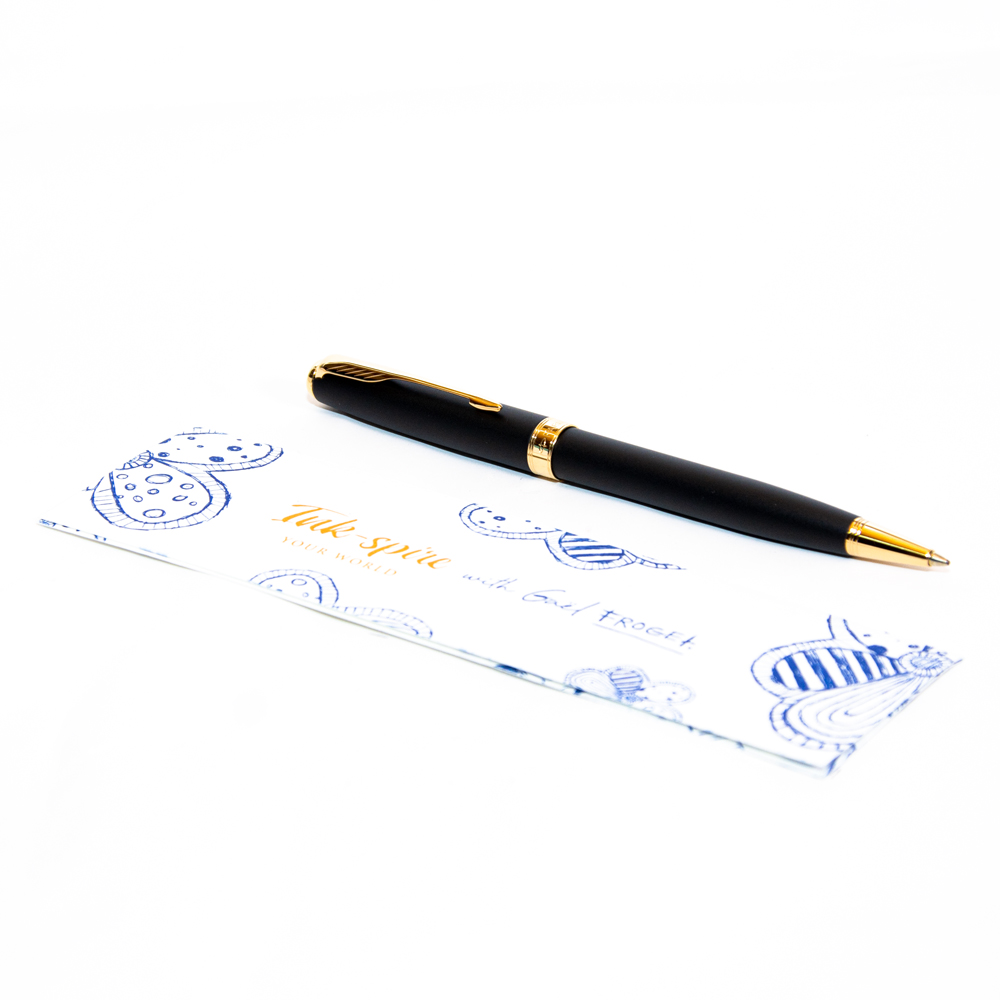 easy writer matte black and blue lacquer ballpoint pen set